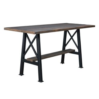 Highbridge Industrial Barn Wood Pub Table - X Design - Light Brown Table Top Finish