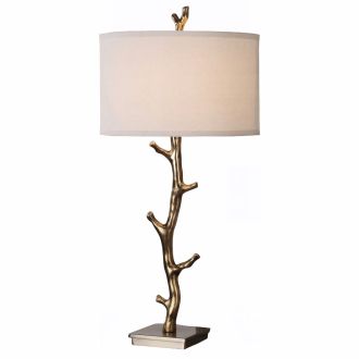 Javor Antiqued Gold Tree Branch Metal Table Lamp