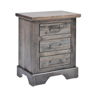 Kimberley Weathered Maple Nightstands - 3 Drawer - Carbon Finish