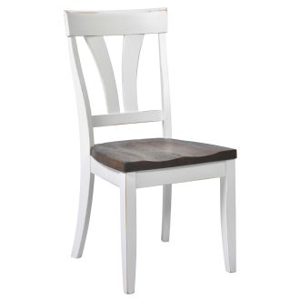 Kimberley Weathered Wood Dining Chair - Smoothed Wood Seat - Light Brown Seat Finish