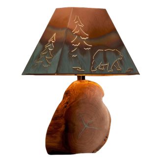 Lodge Copper Shaded Mesquite Log Table Lamp