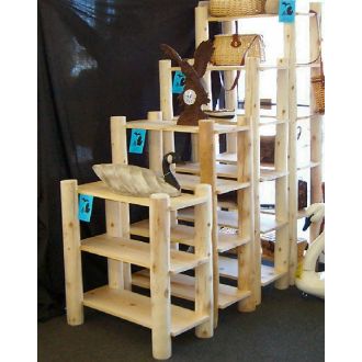 Hidden Lake Cedar Log Bookcases--Unfinishes (shown in all sizes)