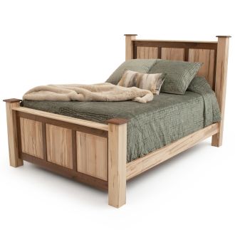 Contemporary Cabin Maple & Walnut Triple Panel Bed