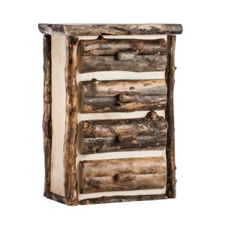 Beaver Creek Aspen 4 Drawer Log Chest--Half log drawers, Clear finish, Dark aspen, Standard logs