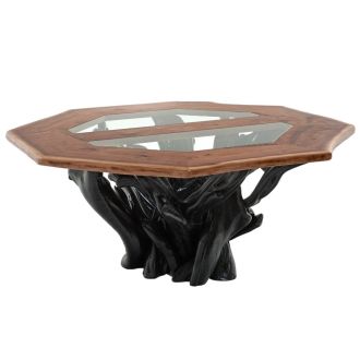 Midnight Forest Inlaid Glass Dining Table