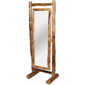 Beartooth Aspen Full Stand Log Cheval Mirror - Natural Log
