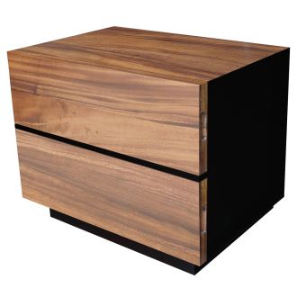 Modern Chic 2 Drawer Wood Nightstand - Golden Walnut - Ebony Mahogany Accent