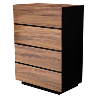 Modern Chic Wood Chest of Drawers - 4 Drawer - Golden Walnut - Ebony Mahogany Accents