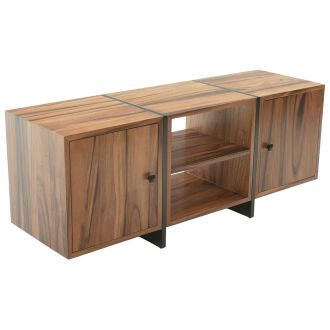 Modern Golden Walnut Entertainment Center