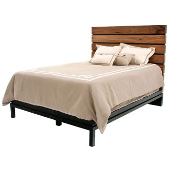 Modern Golden Walnut Slat Bed