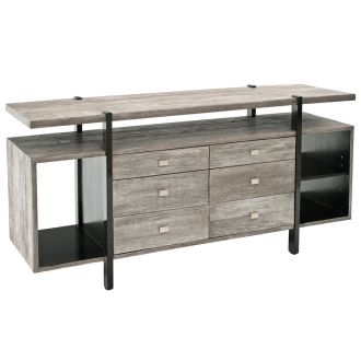 Modern Rustic Open Shelf Sideboard shown in Urban Graphite Reclaimed Wood