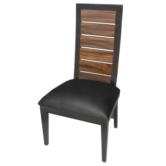 Modern Rustic Virginia Side Dining Chair - Parisian Night Black Leather