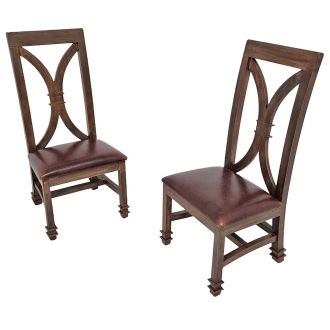 Modern Tuscan Dining Chairs - Burnt Umber Cypress Leather