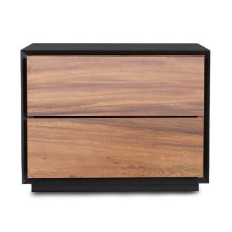 Modern Golden Walnut 2 Drawer Nightstand