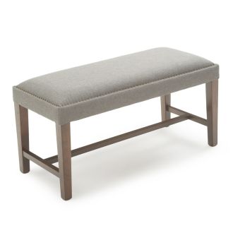 Bristol Classic Upholstered Bench - Flannel Grey Fabric