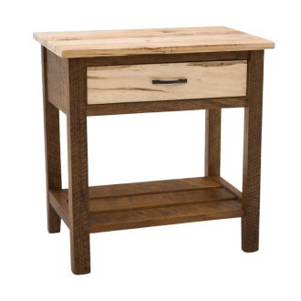 Rustic Chevron Barnwood 1 Drawer Nightstand