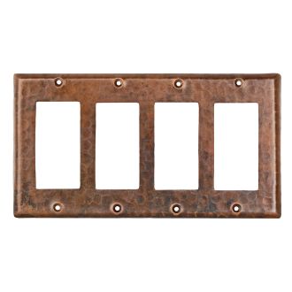 Oil Rubbed Bronze Hammered Copper Quadruple GFI Wall Plate Cover