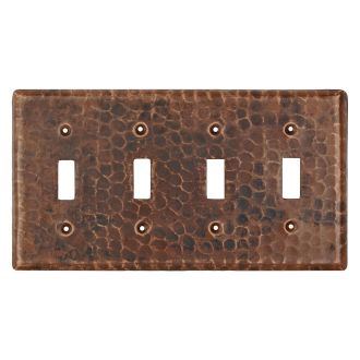 Oil Rubbed Bronze Hammered Copper Quadruple Switch Wall Plate Cover