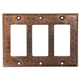 Oil Rubbed Bronze Hammered Copper Triple GFI Wall Plate Cover