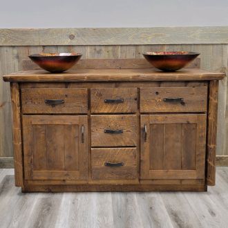 Olde Towne Rustic Log 60" Double Sink Vanity with Barnwood Lager (new door style)