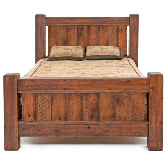 Sawmill Coal Creek Rough Sawn Timber Panel Bed - Antique Barnwood Finish