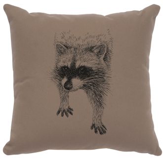 Raccoon Decor Pillow - Taupe Cotton