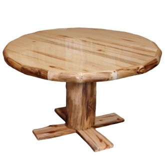 Beartooth Aspen Round Log Pedestal Dining Table