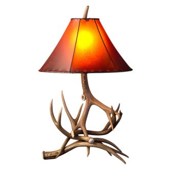 Real Antler Table Lamp - Amber Shade