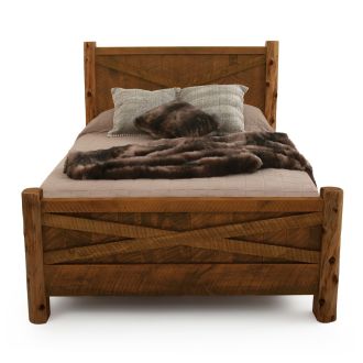 River Rustic Gated Homestead Barnwood Bed - Antique Barnwood Posts
