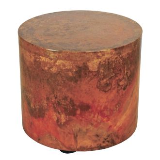 Round Hammered Copper End Table