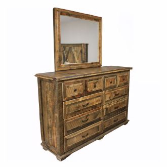 Rural Root 10 Drawer Weathered Wood Dresser