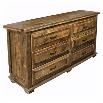 Rural Root 6 Drawer Weathered Wood Dresser