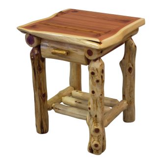 Rust Valley Red Cedar Log 1 Drawer Open Shelf Nightstand
