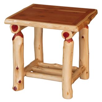 Rust Valley Red Cedar Log Open Shelf Nightstand