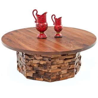 Rustic Craftsman Teak Brick Coffee Table