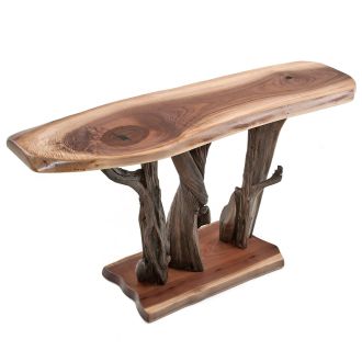 Rustic Juniper Sofa Table - Natural Black Walnut & Rustic Barnwood Juniper