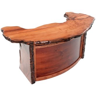 Rustic Live Edge Curved Redwood Slab Bar