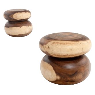 Rustic Natural Wood Cairn End Table
