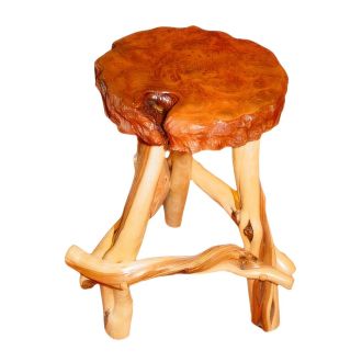 Rustic Redwood & Juniper Log Stationary Bar Stool