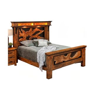 Rustic Barnwood Teak Slab Panel Bed