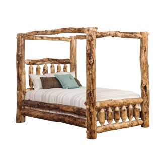 Rustic Colorado Aspen Log Canopy Bed
