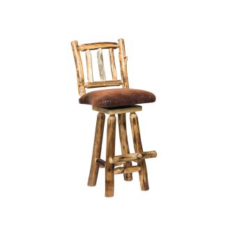 Rustic Colorado Aspen Stick Back Upholstered Swivel Bar Stool