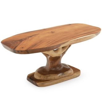 Rustic Hand Carved Log Coffee Table 