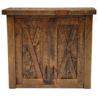 Sawmill Barn Door Toilet Topper Cabinet in Antique Barnwood Finish