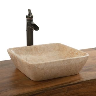 Square Speckled Marble Vessel Sink
