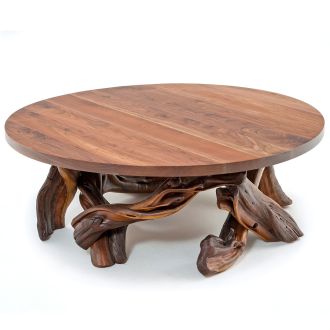 Log Coffee Table with Reclaimed Wood Top