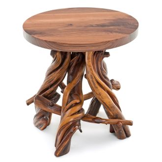 Twisted Trails Rustic Black Walnut & Juniper Log End Table