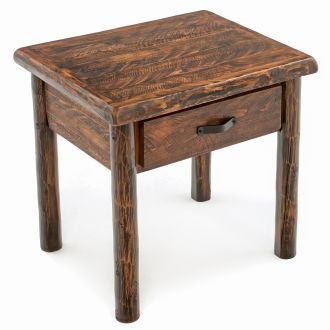 Olde Towne 1 Drawer Log Nightstand--Barnwood Lager finish, Metal handle