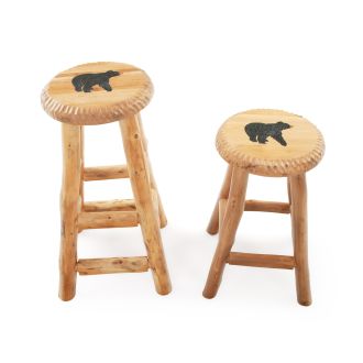 Rustic Carved & Painted Wildlife Bar Stools