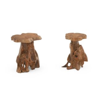 Rustic Teak Stump End Table